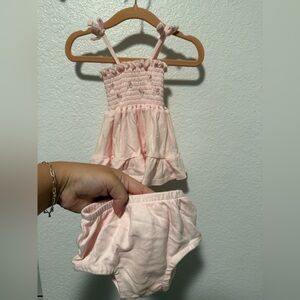 Luxe Pink Smocked Romper with Floral Embroidery